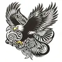 Bald Eagle and Philippine Eagle wings spread wide tattoo design idea