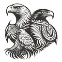 Bald Eagle and Philippine Eagle face to face tattoo design idea