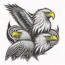 Bald Eagle and Philippine Eagle face to face tattoo design idea