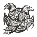 Bald Eagle and Philippine Eagle face to face tattoo design idea