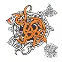 Celtic circular knot design incorporating elements tattoo design idea