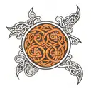 Celtic circular knot design incorporating elements tattoo design idea