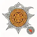 Celtic circular knot design incorporating elements tattoo design idea