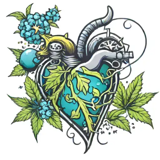 weed heart stressed outerspace  tattoo design idea