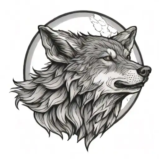 A fierce wolf howling at the moon, symbolizing courage and strength tattoo design idea