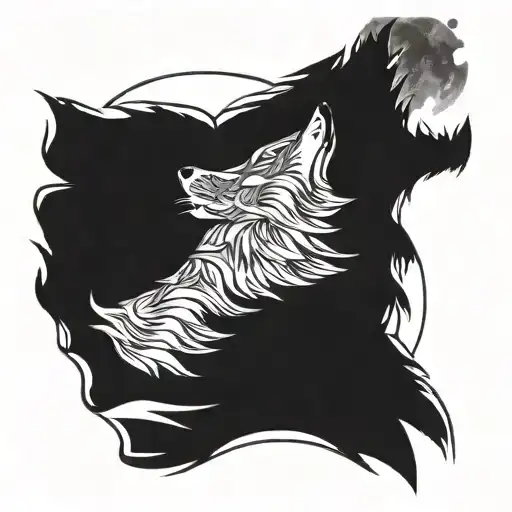 A fierce wolf howling at the moon, symbolizing courage and strength tattoo design idea