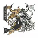 Pisces and Taurus combined tattoo design idea