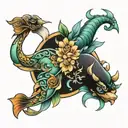 Pisces and Taurus combined tattoo design idea