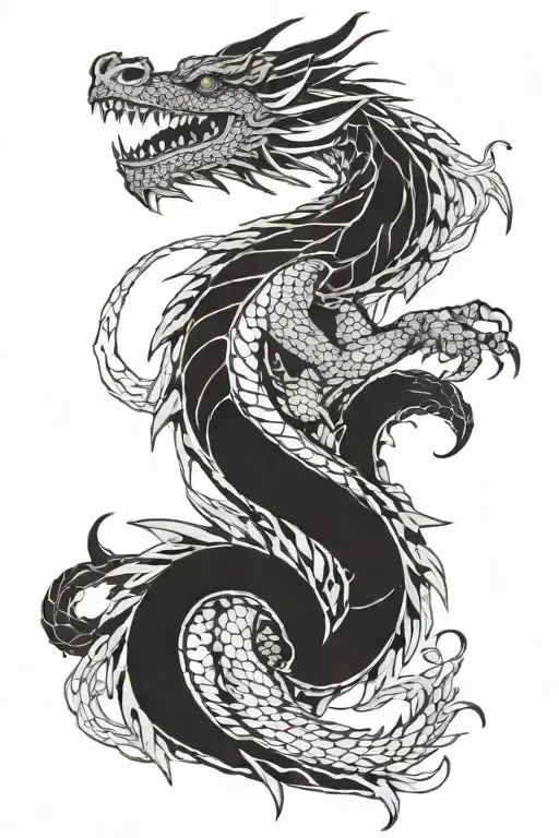 dragon around the hand from the wrist to the shoulder (the head will be on the wrist and the tail on the shoulder)  tattoo design idea