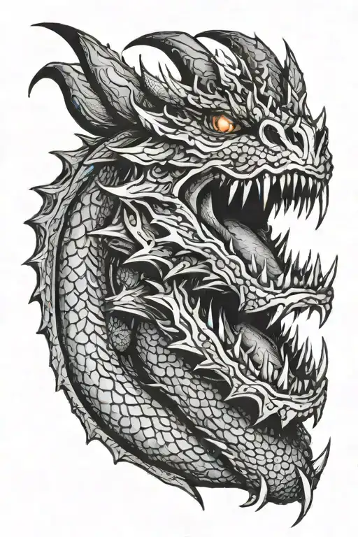 dragon around hand from wrist to shoulder let me have thin lines and detailed scales open mouth with sharp teeth  tattoo design idea