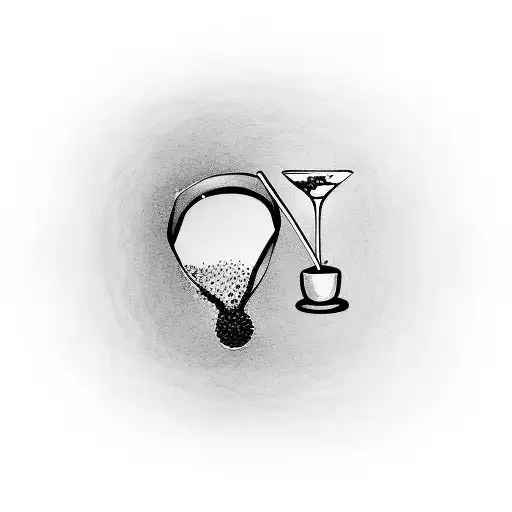 A minimalist design of a baby's footprint intertwined with a cocktail glass, representing your passions tattoo design idea