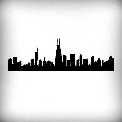 kitchen utensils in the shape of Chicago skyline tattoo design idea