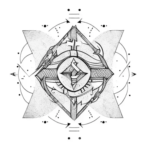 arrow with four triangles viking with dots tattoo design idea