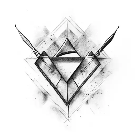 arrow updown with four triangles viking with dots tattoo design idea