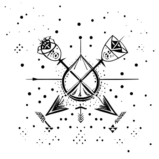 arrow updown with four triangles viking with dots tattoo design idea