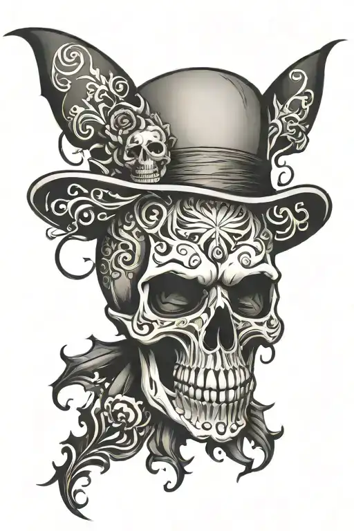 Funny skull flash tattoo design idea