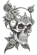 Funny skull flash tattoo design idea