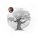 cedar tree with roots attached to planet earth  tattoo design idea