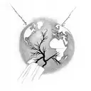cedar tree with roots attached to planet earth  tattoo design idea