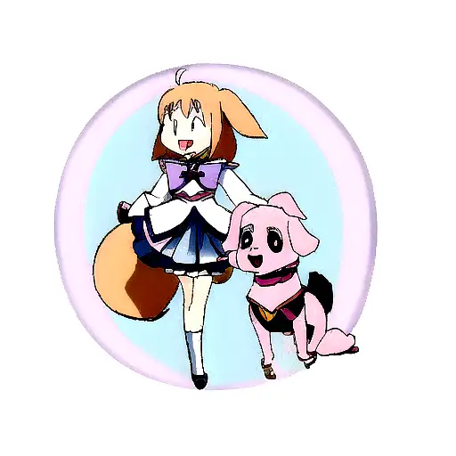 A magical girl anime character with a dog companion tattoo design idea