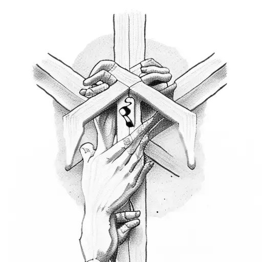 prayer hands Jesus crucifix tattoo design idea