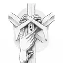 prayer hands Jesus crucifix tattoo design idea
