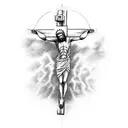 prayer hands Jesus crucifix tattoo design idea