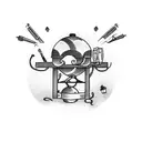 A group of friends enjoying a barbecue and drinking beer tattoo design idea