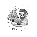 A group of friends enjoying a barbecue and drinking beer tattoo design idea