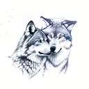 two wolves mates tattoo design idea