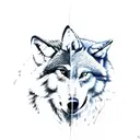 two wolves mates tattoo design idea