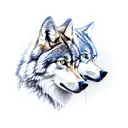 two wolves mates tattoo design idea