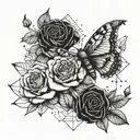 roses, moth, stars  tattoo design idea