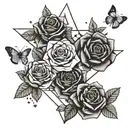 roses, moth, stars  tattoo design idea