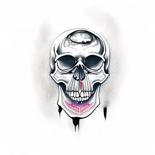 skull with vampire's canin and bramble  tattoo design idea