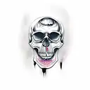 skull with vampire's canin and bramble  tattoo design idea