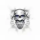 skull with vampire's canin and bramble  tattoo design idea