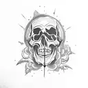 skull with vampire's canin and bramble  tattoo design idea