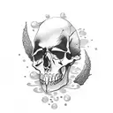 skull with vampire's canin and bramble  tattoo design idea
