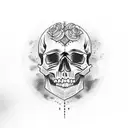 skull with vampire's canin and bramble  tattoo design idea