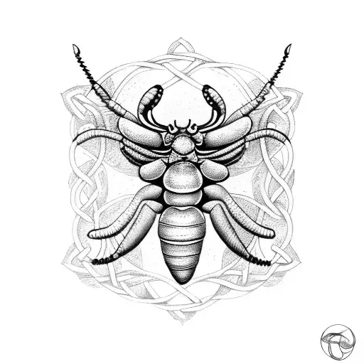 Hercules beetle Celtic knot arm band tattoo design idea