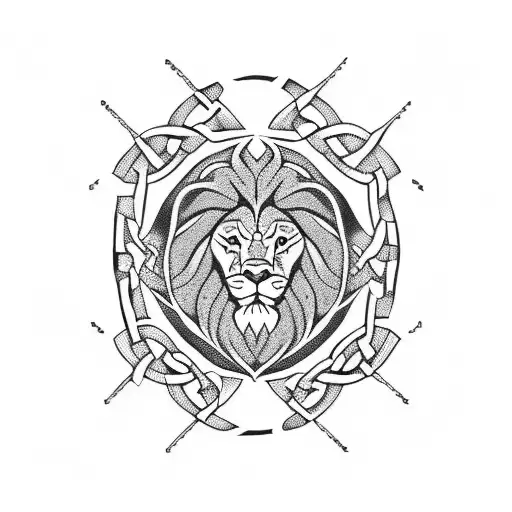 Celtic knot arm band lion tattoo design idea
