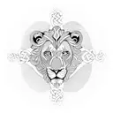 lion in a Celtic knot arm band tattoo design idea