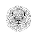lion in a Celtic knot arm band tattoo design idea