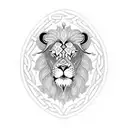 lion in a Celtic knot arm band tattoo design idea