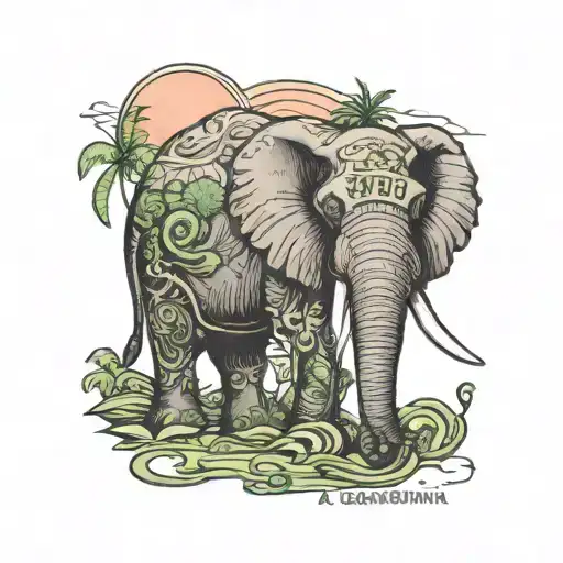 Alabama, 256 written landscape inside, Elephant, Money  tattoo design idea