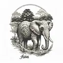 Alabama, 256 written landscape inside, Elephant, Money  tattoo design idea