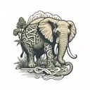 Alabama, 256 written landscape inside, Elephant, Money  tattoo design idea