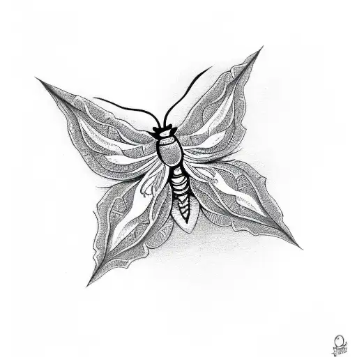 Moth with flowers and vines tattoo design idea
