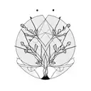 a mechanical tree with dates in its roots tattoo design idea